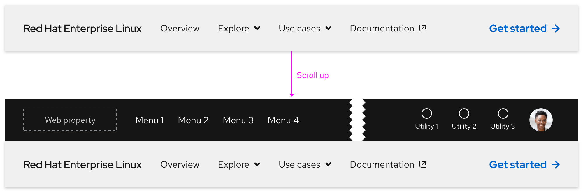 Secondary navigation - scrolling with primary navigation (up)